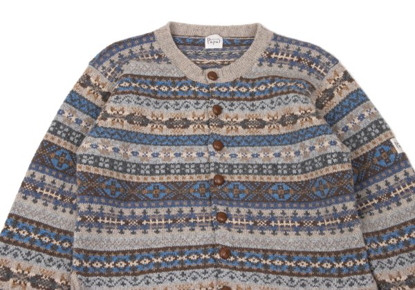 Papas Wool Nordic Knit Cardigan Beige Multi Size M