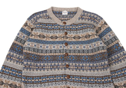 Papas Wool Nordic Knit Cardigan Beige Multi Size M