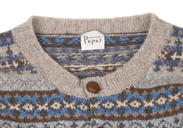 Papas Wool Nordic Knit Cardigan Beige Multi Size M