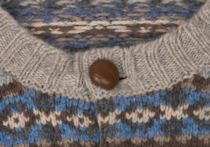 Papas Wool Nordic Knit Cardigan Beige Multi Size M