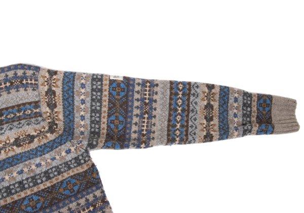Papas Wool Nordic Knit Cardigan Beige Multi Size M