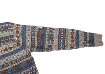 Papas Wool Nordic Knit Cardigan Beige Multi Size M