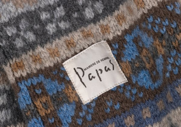 Papas Wool Nordic Knit Cardigan Beige Multi Size M