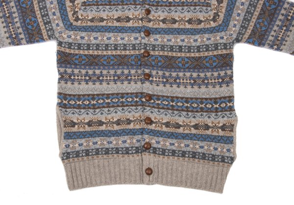 Papas Wool Nordic Knit Cardigan Beige Multi Size M