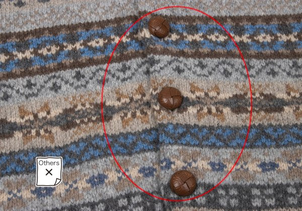 Papas Wool Nordic Knit Cardigan Beige Multi Size M