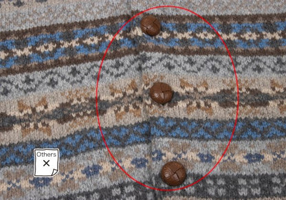 Papas Wool Nordic Knit Cardigan Beige Multi Size M