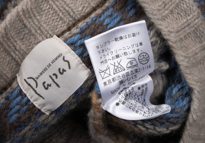 Papas Wool Nordic Knit Cardigan Beige Multi Size M