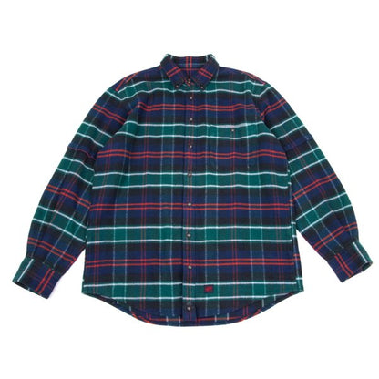 Papas Cotton Overcheck Flannel Shirt Navy Multi Size 50L