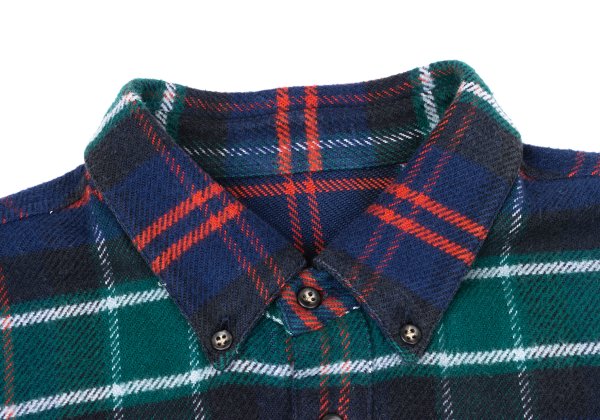 Papas Cotton Overcheck Flannel Shirt Navy Multi Size 50L