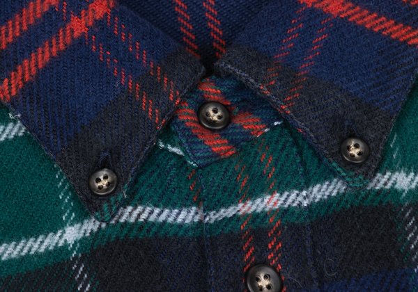 Papas Cotton Overcheck Flannel Shirt Navy Multi Size 50L