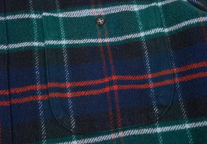 Papas Cotton Overcheck Flannel Shirt Navy Multi Size 50L