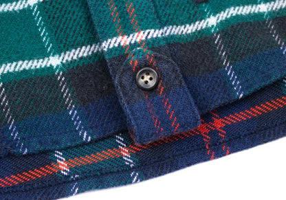 Papas Cotton Overcheck Flannel Shirt Navy Multi Size 50L