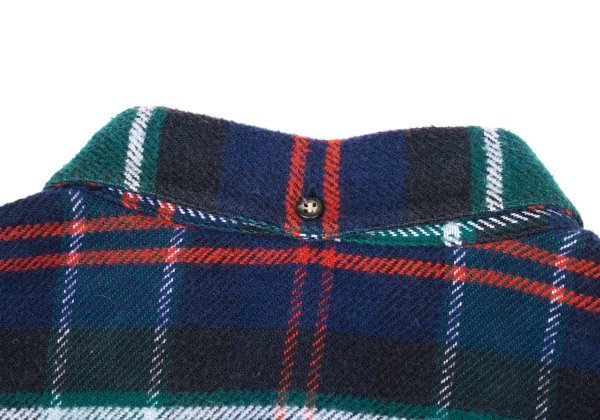 Papas Cotton Overcheck Flannel Shirt Navy Multi Size 50L