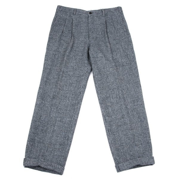 Papas Wool Tweed Two-Pleat Pants Blue/Black Size 54XL