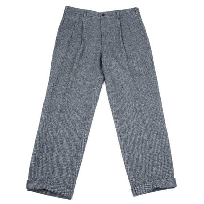Papas Wool Tweed Two-Pleat Pants Blue/Black Size 54XL