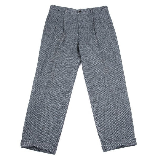 Papas Wool Tweed Two-Pleat Pants Blue/Black Size 54XL