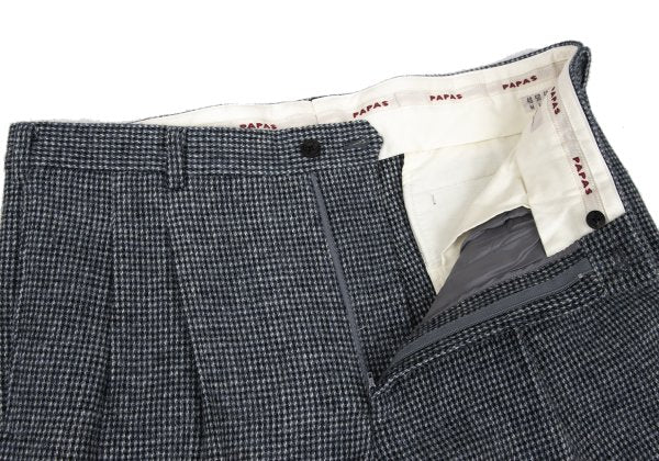 Papas Wool Tweed Two-Pleat Pants Blue/Black Size 54XL