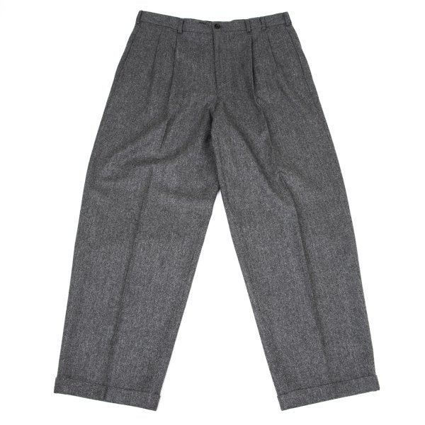 Papas Wool Herringbone Two-Pleat Pants Gray Size LL