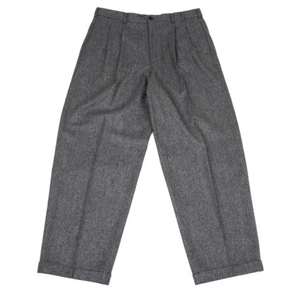 Papas Wool Herringbone Two-Pleat Pants Gray Size LL