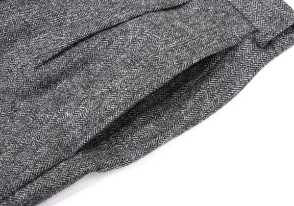 Papas Wool Herringbone Two-Pleat Pants Gray Size LL