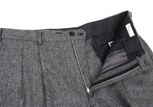 Papas Wool Herringbone Two-Pleat Pants Gray Size LL