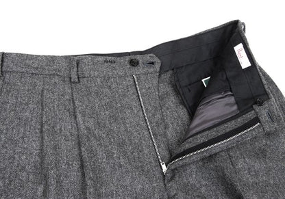 Papas Wool Herringbone Two-Pleat Pants Gray Size LL