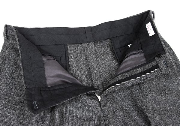Papas Wool Herringbone Two-Pleat Pants Gray Size LL