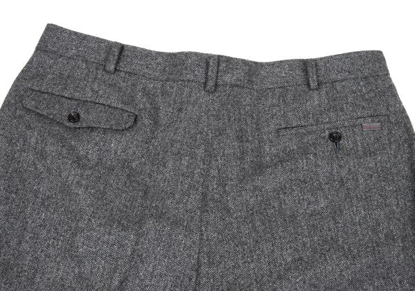 Papas Wool Herringbone Two-Pleat Pants Gray Size LL