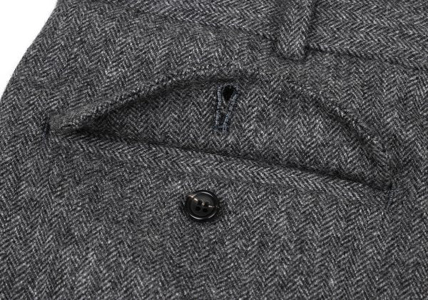 Papas Wool Herringbone Two-Pleat Pants Gray Size LL