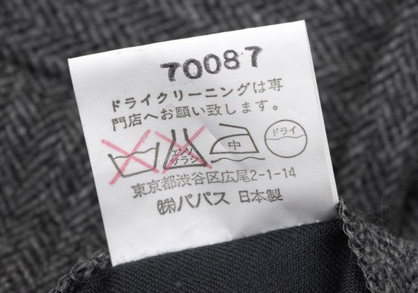 Papas Wool Herringbone Two-Pleat Pants Gray Size LL
