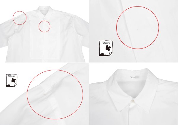 Y's for men Fly Front Cotton Long Sleeve Shirt White Size L