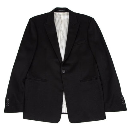 EMPORIO ARMANI Black Peaked Lapel Wool Blend Jacket Size 52