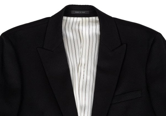 EMPORIO ARMANI Black Peaked Lapel Wool Blend Jacket Size 52