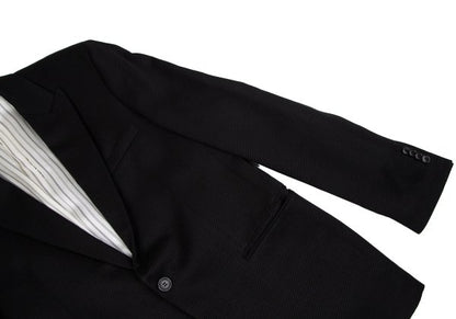 EMPORIO ARMANI Black Peaked Lapel Wool Blend Jacket Size 52