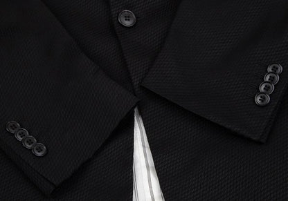 EMPORIO ARMANI Black Peaked Lapel Wool Blend Jacket Size 52