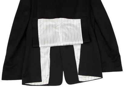 EMPORIO ARMANI Black Peaked Lapel Wool Blend Jacket Size 52