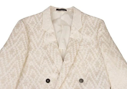 EMPORIO ARMANI Poly Blend Double Jacket Ivory Size 48