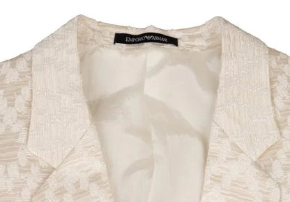 EMPORIO ARMANI Poly Blend Double Jacket Ivory Size 48