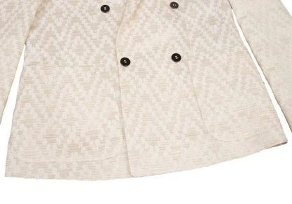 EMPORIO ARMANI Poly Blend Double Jacket Ivory Size 48