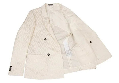 EMPORIO ARMANI Poly Blend Double Jacket Ivory Size 48
