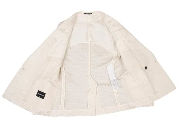 EMPORIO ARMANI Poly Blend Double Jacket Ivory Size 48