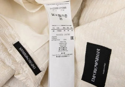 EMPORIO ARMANI Poly Blend Double Jacket Ivory Size 48