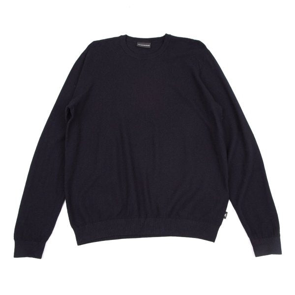 EMPORIO ARMANI Navy Wide Herringbone Knit Sweater Size XXL