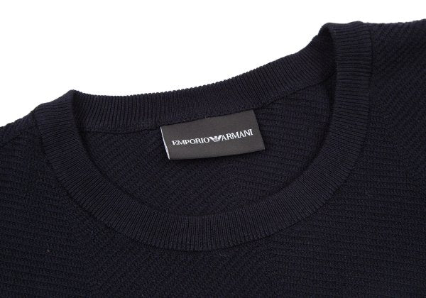 EMPORIO ARMANI Navy Wide Herringbone Knit Sweater Size XXL