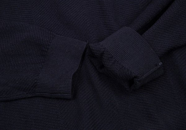 EMPORIO ARMANI Navy Wide Herringbone Knit Sweater Size XXL