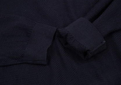 EMPORIO ARMANI Navy Wide Herringbone Knit Sweater Size XXL