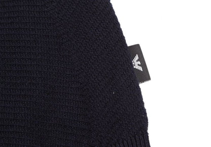 EMPORIO ARMANI Navy Wide Herringbone Knit Sweater Size XXL