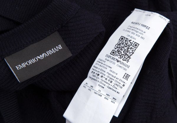EMPORIO ARMANI Navy Wide Herringbone Knit Sweater Size XXL