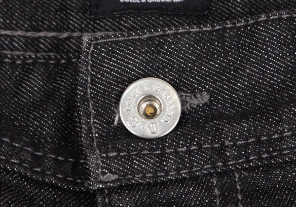 DOLCE&GABBANA Leather Plate Denim Jeans Black Size 33