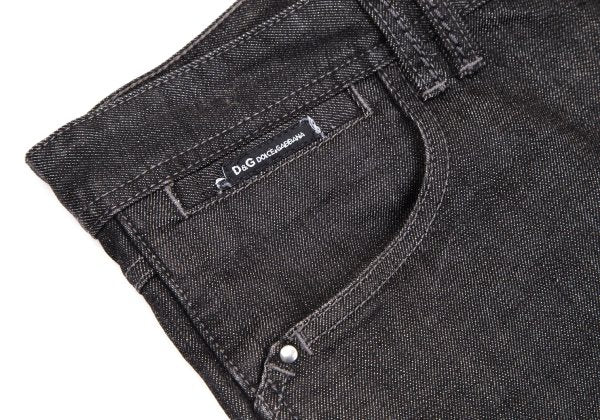 DOLCE&GABBANA Leather Plate Denim Jeans Black Size 33